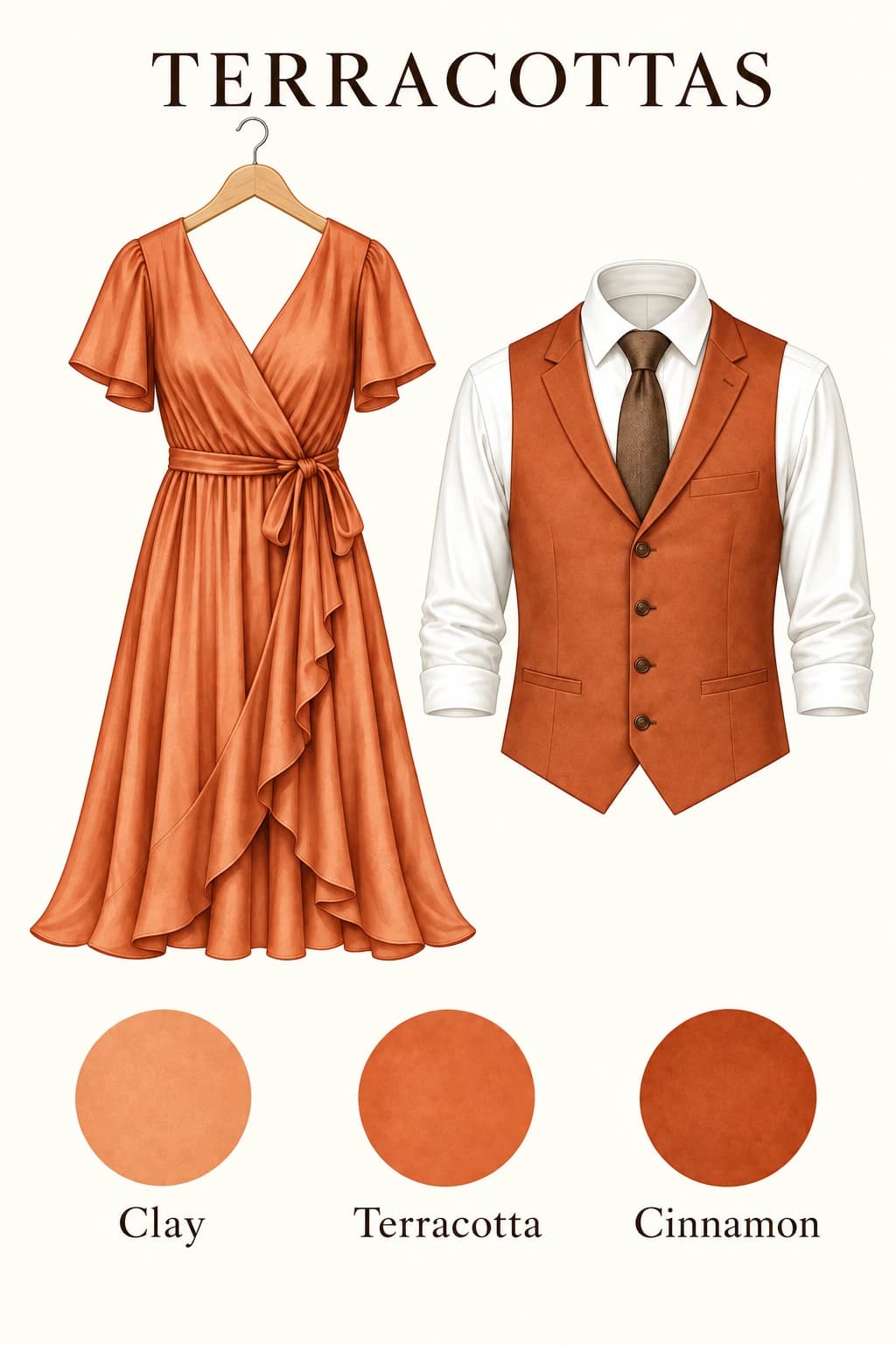 Terracottas: clay, terracotta and cinnamon.